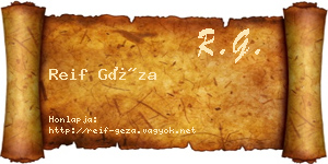 Reif Géza névjegykártya